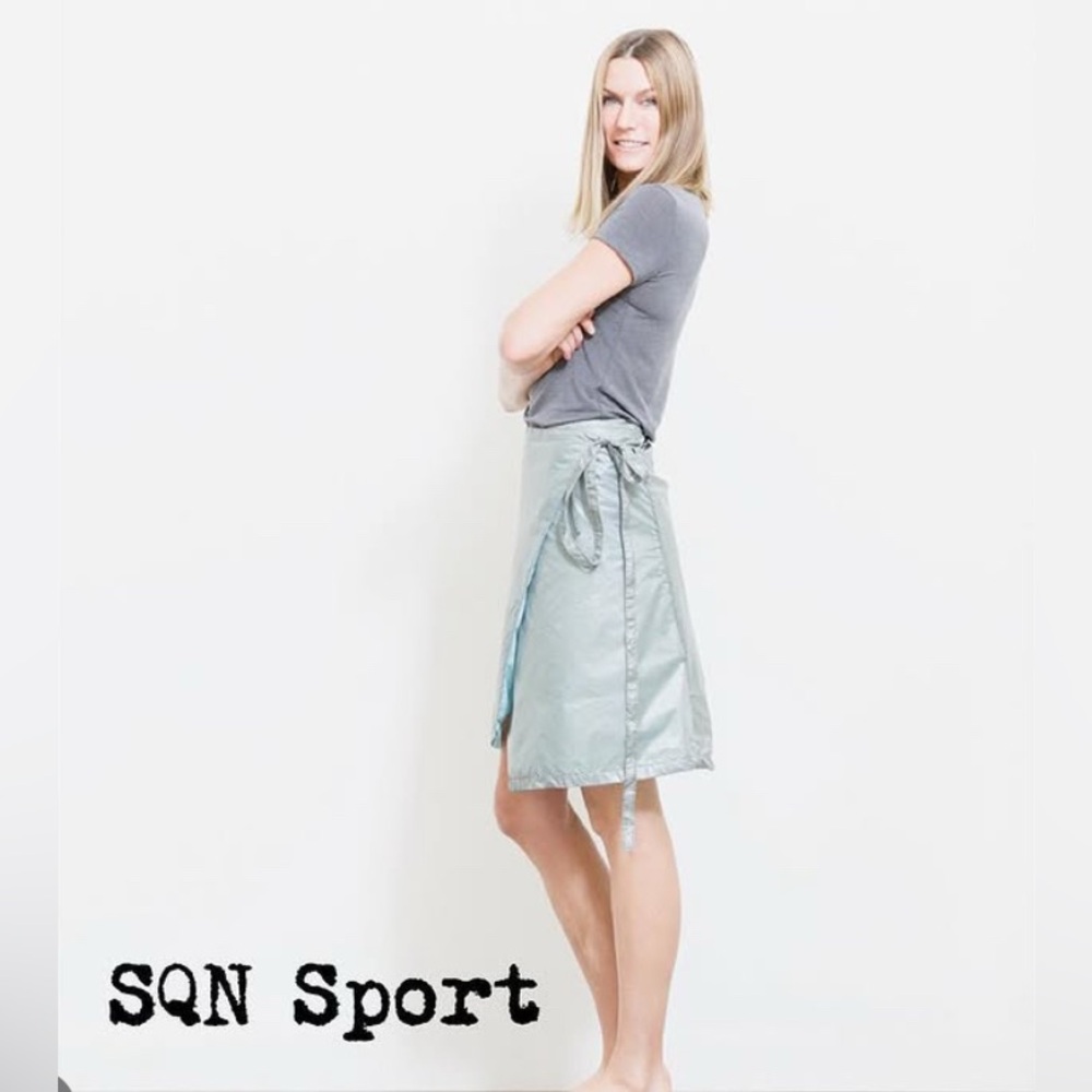 NWT SQN Sport Metallic Gray Wrap Skirt
